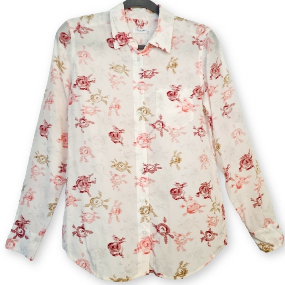 Equipment Femme 100% Silk Button Up Blouse Size Small